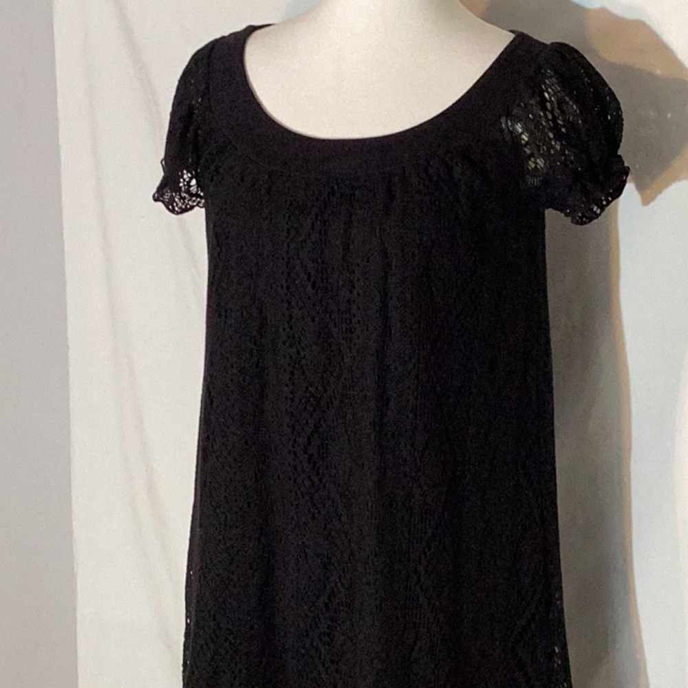 Ella Moss crochet overlay dress,rounded neckline, short puff sleeve,loose fit,Sm